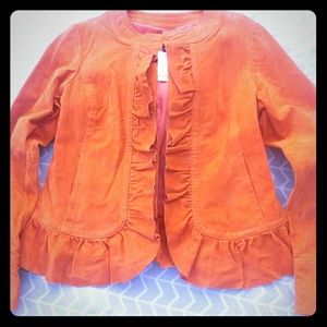 Prosper & Devine Suede Leather Ruffle Jacket